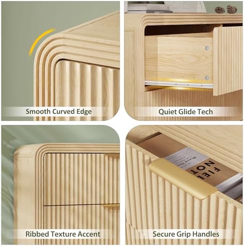 Decofy 55" W Fluted 6-Drawer Dresser for Bedroom,Natural Oak - Image 3