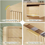 Decofy 55" W Fluted 6-Drawer Dresser for Bedroom,Natural Oak - Image 3