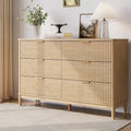LINSY HOME Fluted Dresser for Bedroom with 6 Drawers, 54" Wide Mid Century Modern Dressers, Tall Boho Chest of Drawers, Large Wood Accent Storage Cabinet for Living Room, Curved Profile Design, Oak by LINSYHOME