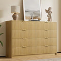 Furniway Mid Century Modern Dresser for Bedroom, 8 Drawer Wood Dresser with Fluted Front, 55" Wide Chest of Drawers for Closet, Living Room, Hallway, Natural Oak by Furniway