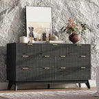 54" Wide Fluted 7 Drawers Dresser for Bedroom,Curved Edge,Black - Image 4