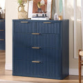LEYAOYAO Fluted 5 Drawers Dresser for Bedroom, 34" Tall Modern Chest of Drawers with Metal Handle, Curved Profile Design,Navy Blue Wood Drawer Organizer for Bedroom, Living Room, Hallway, Entryway by LEYAOYAO-Findtheshiningpointofyourideallife%EF%BC%81