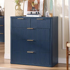 LEYAOYAO Fluted 5 Drawers Dresser for Bedroom, 34" Tall Modern Chest of Drawers with Metal Handle, Curved Profile Design,Navy Blue Wood Drawer Organizer for Bedroom, Living Room, Hallway, Entryway by LEYAOYAO-Findtheshiningpointofyourideallife%EF%BC%81