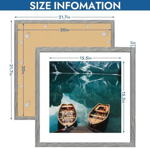 Hongkee 20x20 Frame Set of 4, 20 x 20 Grey Wood Style(Mat 16x16) - Image 3
