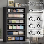 Standifurno Black 56" Tall Dresser for Bedroom, Fluted Modern 6 Drawers Deep Dressers, Wood Chest of Drawers with Handleless, Curved Profil Storage Closet Dressers for Bedroom, Living Room, Hallway - Image 3