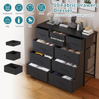 LUMTOK 10 Drawers Dresser with Fabric Bins for Bedroom,Closets，Dark Gray - Image 4
