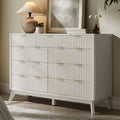 T4TREAM 54" Wide Fluted 9 Drawer Dresser for Bedroom, Solid White by T4TREAMFurniture