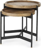 Pemberly Row Nesting Side Tables, 22.5Lx22.5Wx20.8H, Mango Wood Tray Tops by PEMBERLYROW