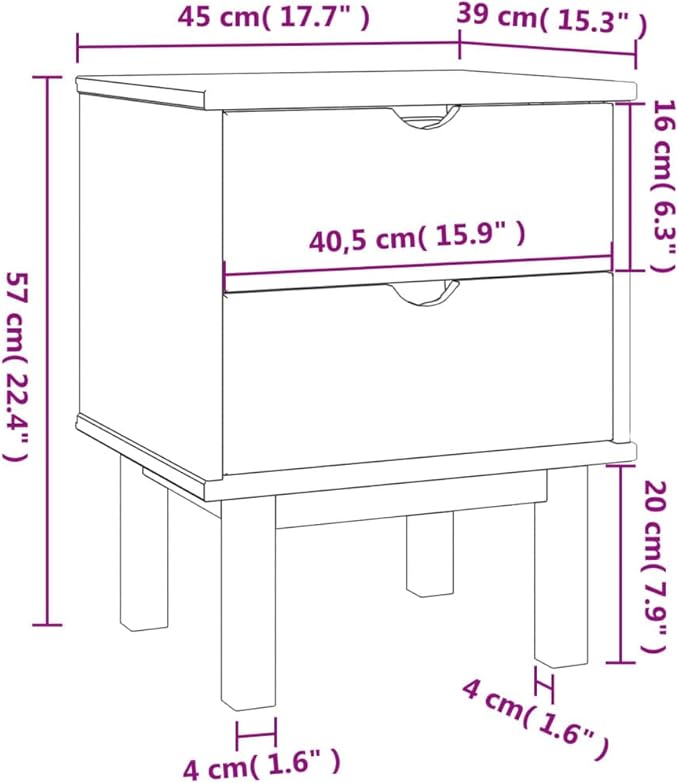 Scandinavian Style Bedside Cabinet Brown and White Solid Pine Wood, Engineered - Image 2