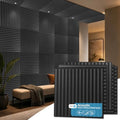 Art3d 6-Pack Acoustic Wood Slat Panel & Ceiling Tile, 2 x 2 ft, Blackwood by Art3d