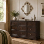 LOUVIXA Farmhouse Dresser 9 Drawer, Bedroom Chest of Drawers, Dressers with 9 Drawers, Wooden Dressers for Bedroom, Living Room, Tv Stand, Entryway(Vintage Brown) - Image 6