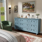 Scurrty Blue 9 Drawer Dresser, Large Chest of Drawers for Closet Storage - Image 4