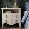 FUSUNBAO Fluted Nightstand with Charging Station & 2 Drawers,Nature Oak by FUSUNBAO