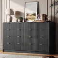HOUROM 55“ Wide Black Fluted Dresser for Bedroom with 10 Drawers by HOUROMDresserforBedroom