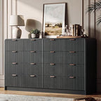 HOUROM 55“ Wide Black Fluted Dresser for Bedroom with 10 Drawers by HOUROMDresserforBedroom