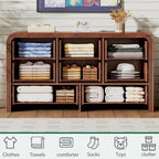 Ieejdn 55.12" Modern Chest of Drawer, 8 Deep Drawers,Clothes Organizer,Large Storage Cabinet for Living Room, Bedroom,Dresser TV Stand, Wood Drawer Organizer for Living Room, Hallway, Walnut - Image 3