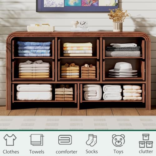 Ieejdn 55.12" Modern Chest of Drawer, 8 Deep Drawers,Clothes Organizer,Large Storage Cabinet for Living Room, Bedroom,Dresser TV Stand, Wood Drawer Organizer for Living Room, Hallway, Walnut - Image 3