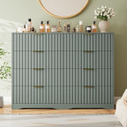 Fluted 8 Drawers Dresser for Bedroom, 55" Wide Wood Dressers, Green - Image 6