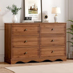 Chrangmay Modern Chest of Drawers with 6 Drawers,Deep Drawers,Clothes Organizer,Large Storage Cabinet for Living Room, Bedroom,Hallway,with Anti-Tipping Device, Brown - Image 2