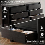 HOUROM Black 3 Drawer Dresser for Bedroom, Mid Century Modern Chest - Image 4