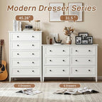 Karl home White Farmhouse 5 Drawers Tall Dresser, Bedroom Storage Chest - Image 5