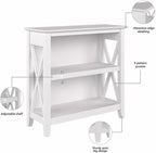 Bush Home Key West Small 2 Shelf Bookcase in Pure White Oak, Compact Home - Image 9