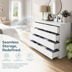 White Dresser for Bedroom,Modern Large 8 Drawer Dresser with Deep Drawer,Wide Storage Chest of Drawer,Wood Bedroom Storage Organizer Furniture,TV Stand for Living Room - Image 3