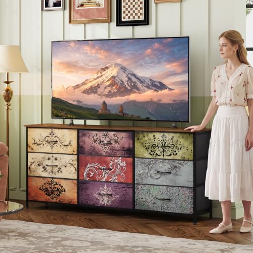 WLIVE Dresser TV Stand for 75 Inch TV, 9 Drawer Dresser for Bedroom - Image 2