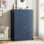 Furniway Blue Dresser for Bedroom, Modern Dresser with 5 Drawers and Smooth Slides, Wide Chest of Drawers with Golden Handles for Bedroom, Living Room, Closet, 15.7" D x 31.5" W x 47.2" H by Furniway