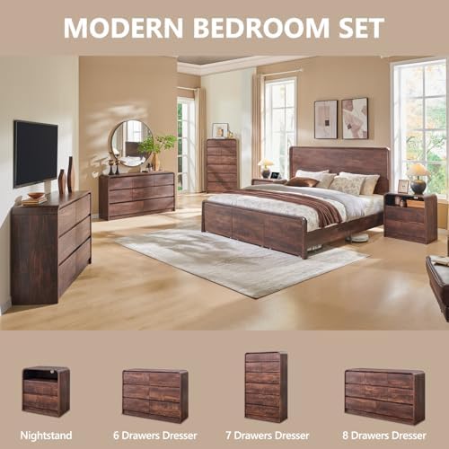 Aitjunz Modern 6 Drawers Dresser for Bedroom, 47" Wide Wood Dressers, Brown - Image 6