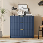 Furniway Navy Blue Dresser for Bedroom, Modern Dresser with 3 Drawers and Smooth Slides, Wide Chest of Drawers with Golden Handles for Bedroom, Living Room, Closet, 15.7" D x 31.5" W x 29.6" H - Image 7