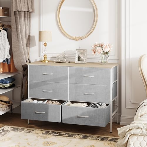 WLIVE Dresser for Bedroom with 6 Fabric Drawers, Light Grey - Image 4
