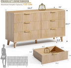 Wood Tall 6 Drawers Dresser, 53.2" W Fluted Modern Dressers for Bedroom - Image 2