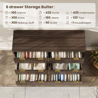 47" Wide Fluted 6 Drawers Dresser for Bedroom,Curved Edge,Walnut - Image 5