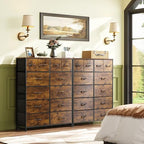 WLIVE 12 Drawer Tall Fabric Dresser Bedroom Storage Chest, Rustic Brown - Image 2