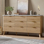 GarveeHome Fluted Dresser for Bedroom with 9 Deep Drawers, Natural Oak by GarveeHome