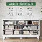 Xixini Fluted Dresser with 7 Drawers, 58" Wide Modern Chest of Drawers with Metal Handle, Wooden Dresser TV Stand, Wood Closet Clothes Storage Organizer for Bedroom, Living Room, Hallway, Solid White - Image 4