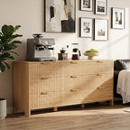 Wodeer 9 Drawer Dresser for Bedroom, 62" Wide Wood Storage Cabinet with Fluted Design, Modern Chest of Drawers & TV Stand for Living Room, Nursery Clothing Organizer with Metal Slides, Anti-Tipping - Image 5