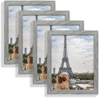 Hongkee 10x13 Picture Frame Set of 4, Made of Real Glass and Grey Frame, 10 by 13 Photo for Wall or Tabletop - Display Picture 8.5x11 with Mat or 10x13 Without Mat by Hongkee