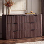 Fluted 7 Drawer Dresser for Bedroom, 54"W Wooden Dressers & Chest of Drawer by DelArk