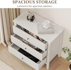 RoyalCraft Large 3 Drawer Dresser Set of 2, Fluted Wood Chest of Drawers with Storage, Modern Painted 30 inch Wide Nightstand for Bedroom Living Room Entryway, White - Image 4