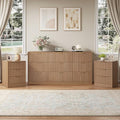 9 Drawer Dresser & 3-Drawer Nightstand Set 3-Piece, Natural Wood丨63 Long Dresser Set Night Stand Set of 2 with Metal Handle, Modern Wood Chest of Drawers Storage Dressers Set for Bedroom by NOVAMAISON