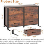 Rustic Brown Dresser for Bedroom, Wide Wood Dressers Furniture with 6 Wooden Drawer and Metal Frame, TV Stand with Deep Drawer (Rustic Brown) - Image 2