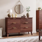 GarveeHome Fluted Dresser for Bedroom with 6 Deep Drawers, Walnut - Image 3