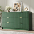 MAISONARIA Green 6 Drawer Dresser for Bedroom, 55" Wide Modern Chest of Drawers with Gold Metal Handles, Fluted Wood TV Stand for Living Room, Hallway by MAISONARIA