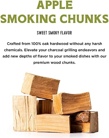 Fire & Flavor Apple Wood Chunks for Smoking and Grilling - All-Natural, Long-Lasting with a Mildly Sweet Flavor - Large Chunk Wood Chips for Smokers,Green 4 Pounds - Image 2