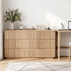 Karl home Natural Oak 6 Drawer Fluted Dresser, Modern Storage Chest - Image 2
