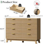 Xixini Fluted Dresser with 8 Drawers, 54" Wide Modern Chest of Drawers with Metal Handle, Wooden Dresser TV Stand, Wood Closet Clothes Storage Organizer for Bedroom, Living Room, Hallway, Natural Oak - Image 2