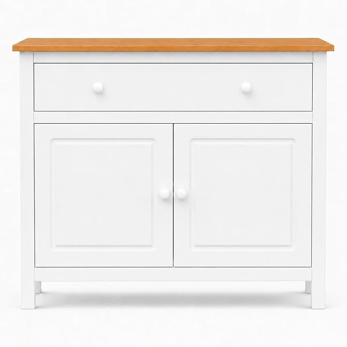 From the Tree Furniture 44" Wide White & Pine Top Solid Pine Shaker Sideboard - Image 3
