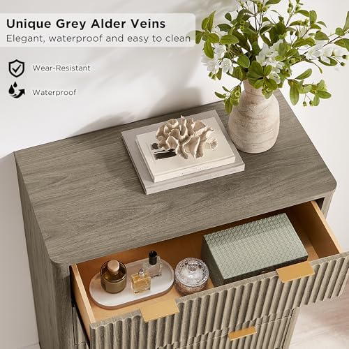 T4TREAM 48" Tall Fluted 5 Drawer Dresser for Bedroom, Grey Alder - Image 5
